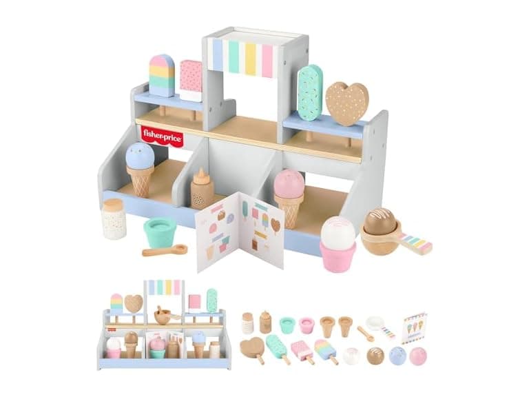 Fisher-Price Wood Pretend Play Toy Ice Cream Shop - Image 1