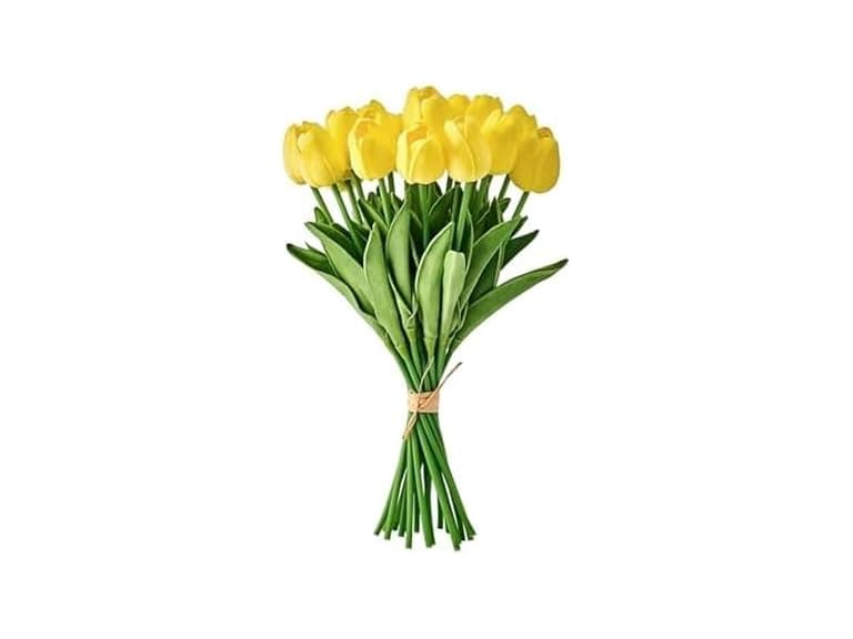 Mikasa Artificial 13" Yellow Tulip Bouquet - Image 1