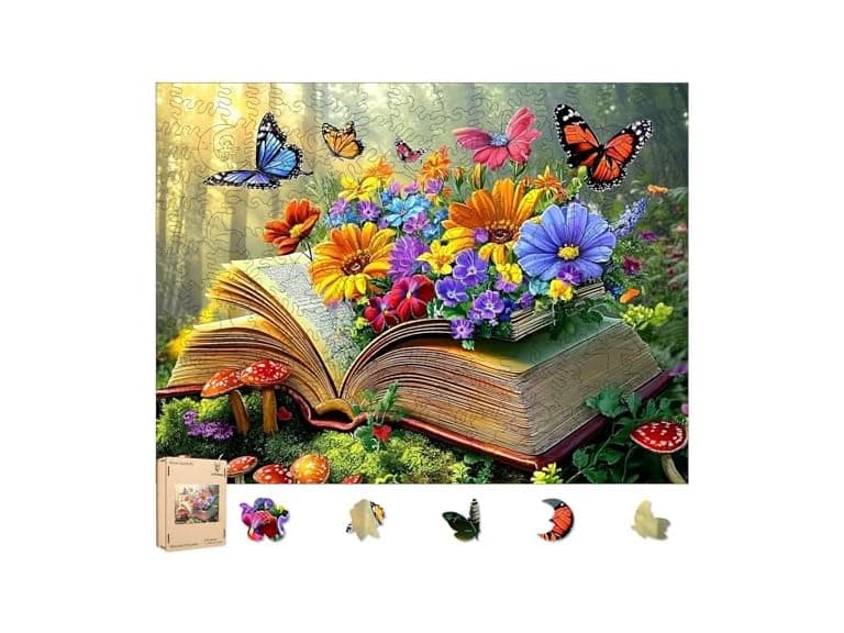 Ixfyloop Wooden Puzzles for Adults, Book Butterfly - Image 1
