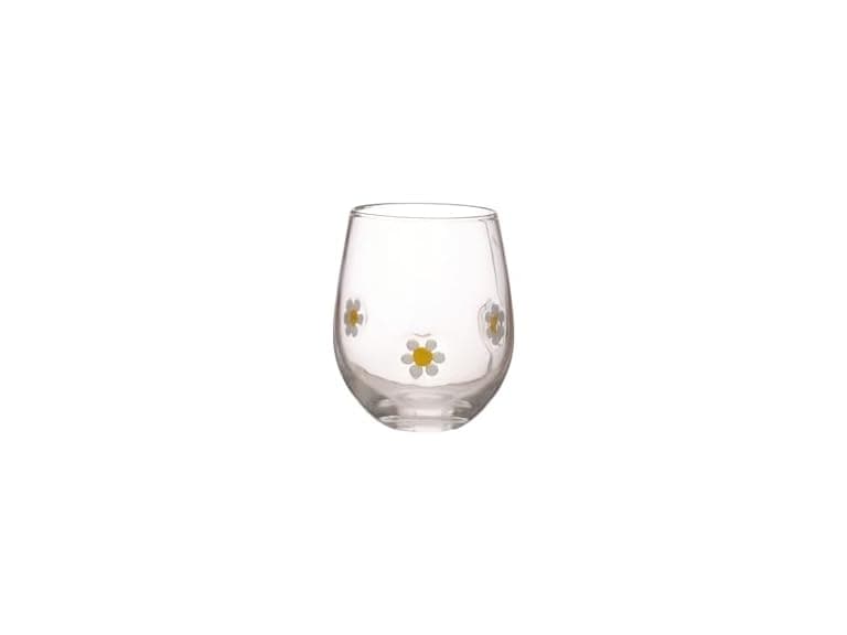Creative Co-Op 16OZ Drinking Glass with Embedded Daisies - Image 1