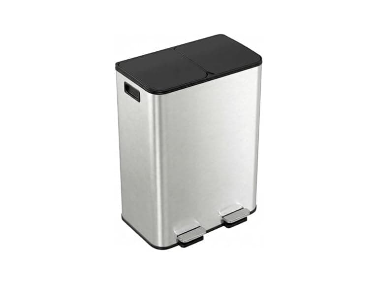 Takywep Dual Trash Can 2 x 8 Gallon Recycling Bin Silver - Image 1