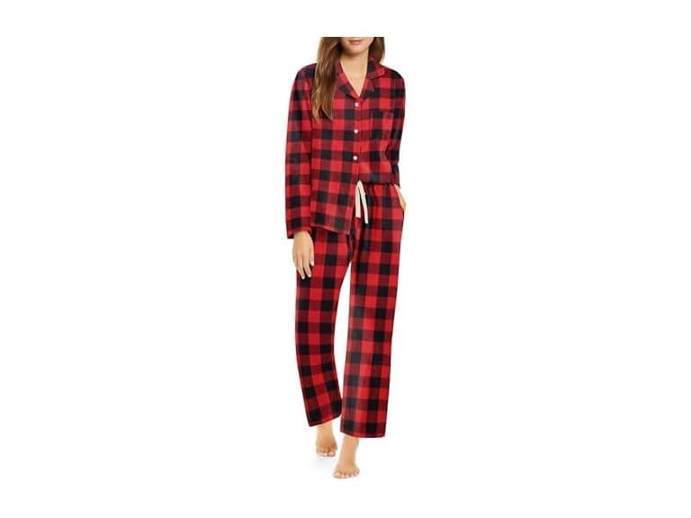 Womens 2 Piece Cotton Plaid Loungewear - Image 1