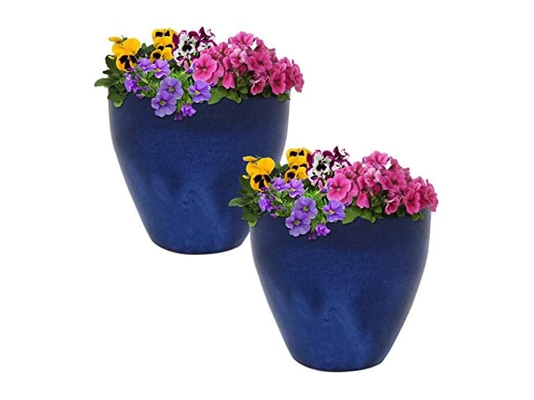 Sunnydaze Round Resort Ceramic Planter - Set of 2 - Image 1