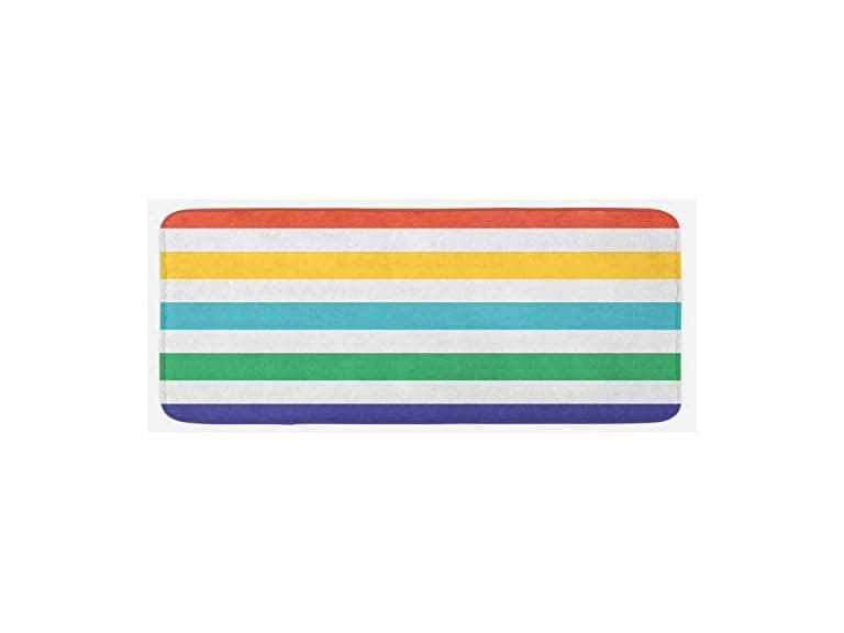 Ambesonne Striped Kitchen Mat, Rainbow Colored - Image 1