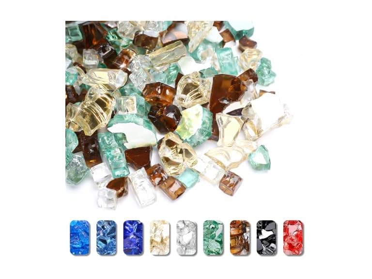 Grisun Fire Glass Mixed Color for Fire Pit, 1/2 Inch 10lbs - Image 1