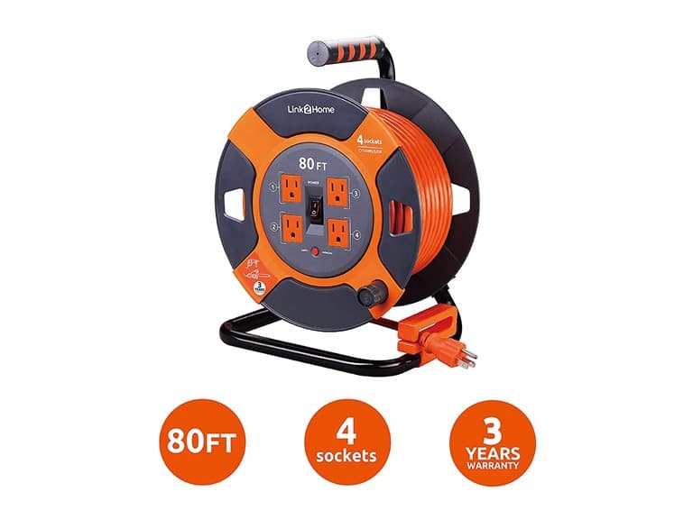 Link2Home 80ft Cord Reel with 4 Power Outlets - Image 1