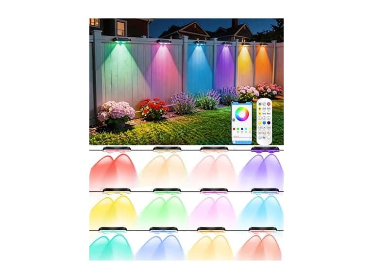 16 Pack RGB Outdoor Fence Lights - Image 1