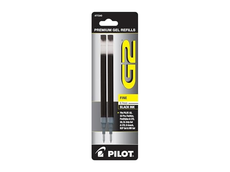 Pilot, G2 Gel Ink Refills, Fine Point 0.7 mm, Black, Pack of 2 - Image 1