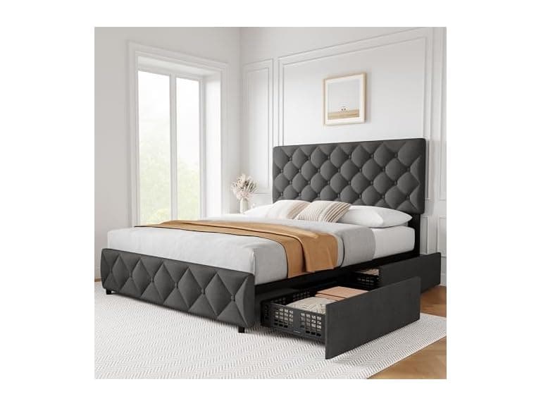 GAOMON Queen Bed 4 Drawers Headboard - Image 1