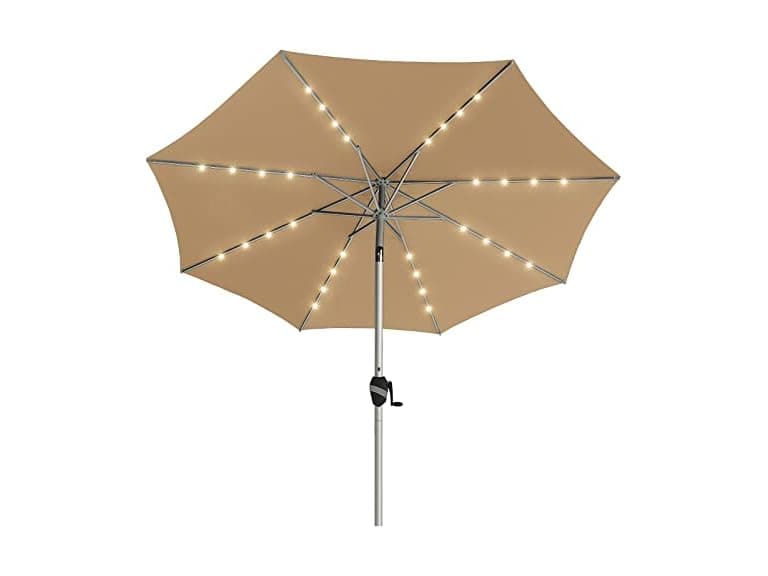 BLUU 9 Ft Patio Umbrella with Solar LED Lights