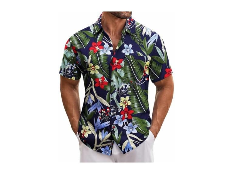 Coofandy Men (XL) Hawaiian Shirt Short Down Shirts - Image 1