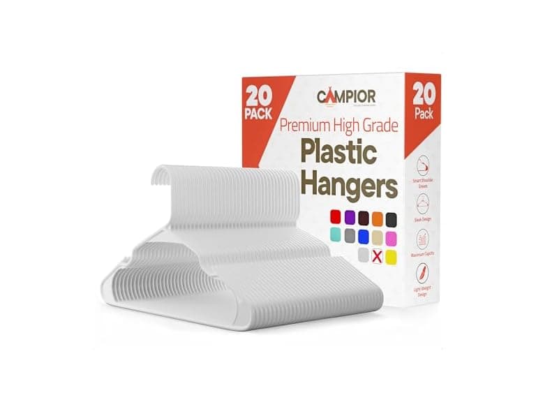 White Plastic Hangers 20 Pack - Image 1
