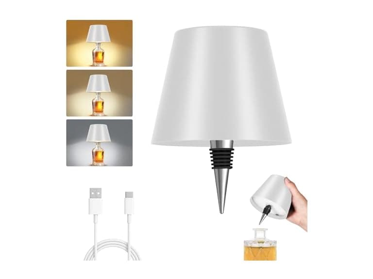 White Shade Wireless Bottle Lamp - Image 1