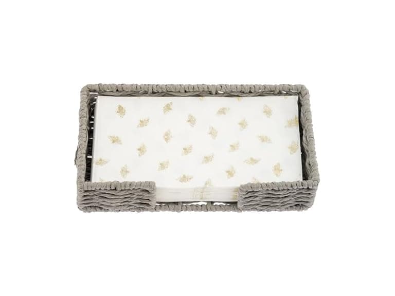 Karma, Woven Napkin Holder with Paper Napkin Set, Bee - Image 1