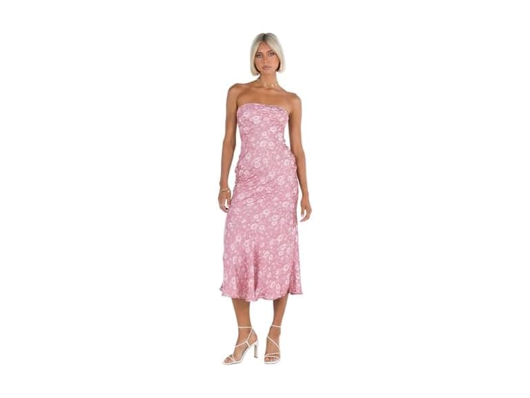 Princess Polly Salvin Pink Floral Strapless Dress - Image 1