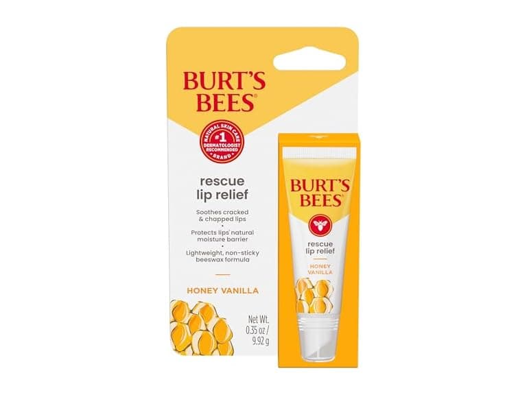Burt's Bees Rescue Lip Relief, Honey Vanilla, Hydrating Lip Balm for Dry Cracked Lips, with Responsbily Sourced Beeswax and Shea Butter, 100% Natural Origin, 1 Squeezy Tube, 0.35oz - Image 1