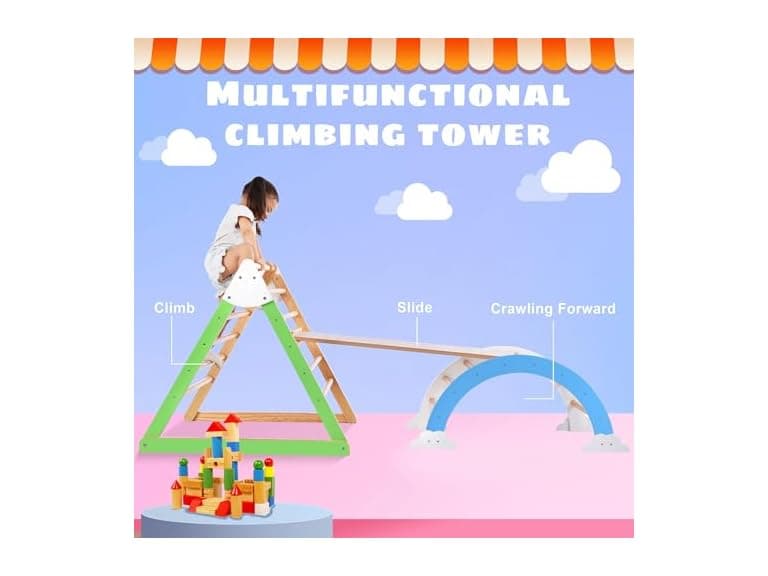 SPOFLYINN Kids Climbing Triangle Toys Indoor Arc Climber - Image 1