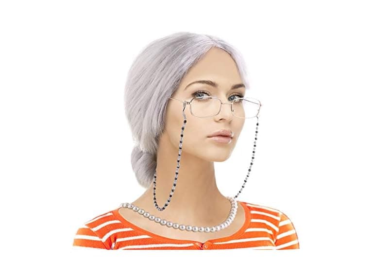 Old Lady Costume Set Granny Wig - Image 1