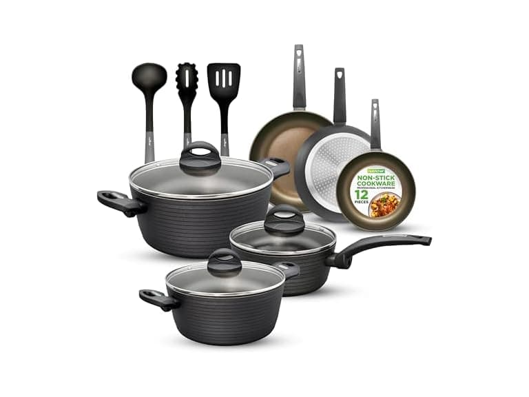 NutriChef Metallic Ridge Line Nonstick Cooking Set - Image 1