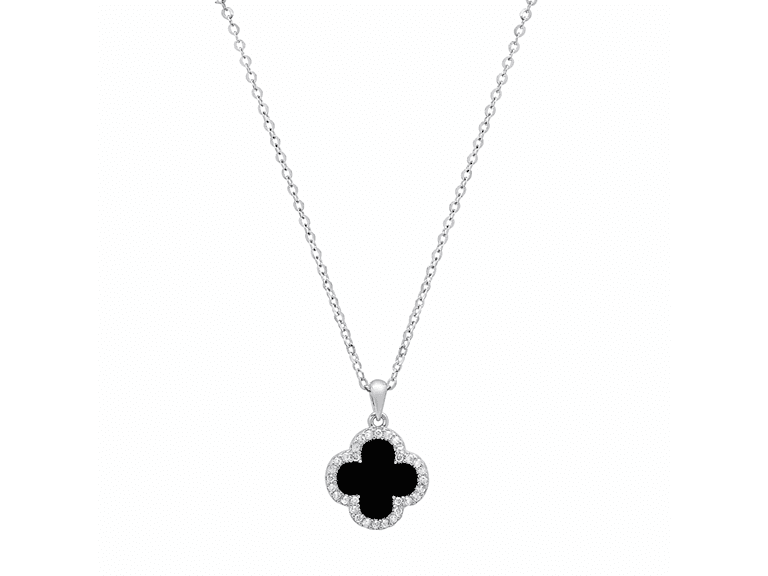 Black Clover, Moissanite Halo Necklace - Image 1