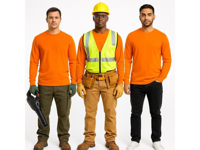 6Pk Mens Safety Orange L/S Shirts - Image 1