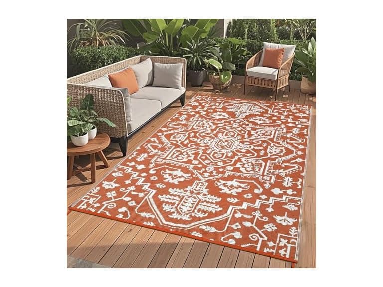 9x12 Outdoor Rug Plastic Straw Brick - Image 1