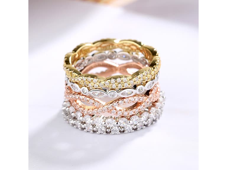 5 Piece Tri Color Ring Set - Image 1