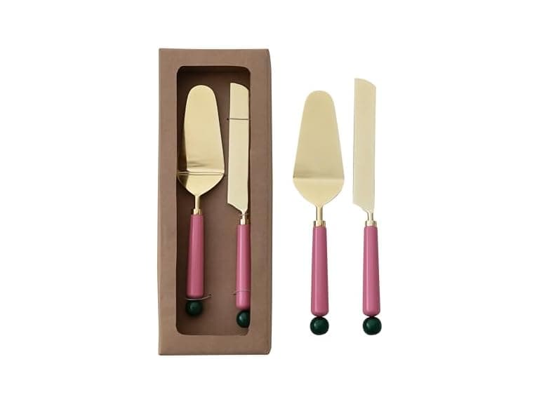 Creative Co-Op 2 pcs Stainless Steel Cake Server Set - Image 1