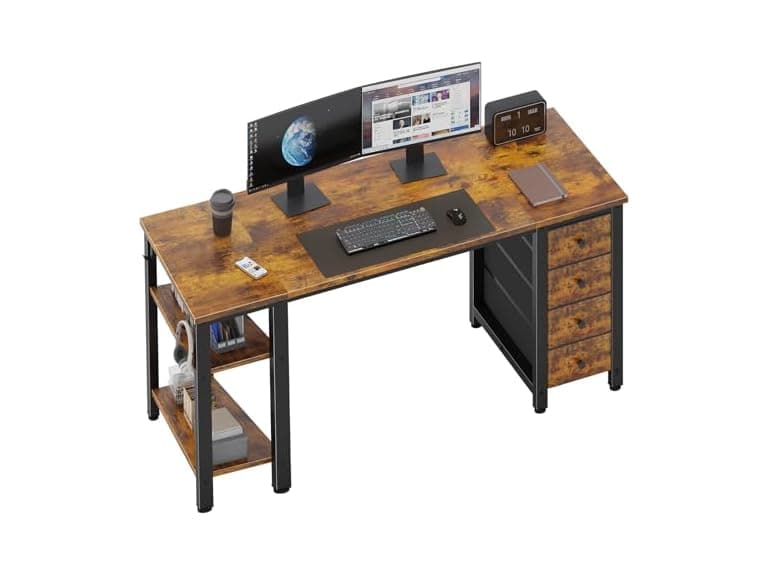 White Computer Desk With Fabric Drawers - Image 1