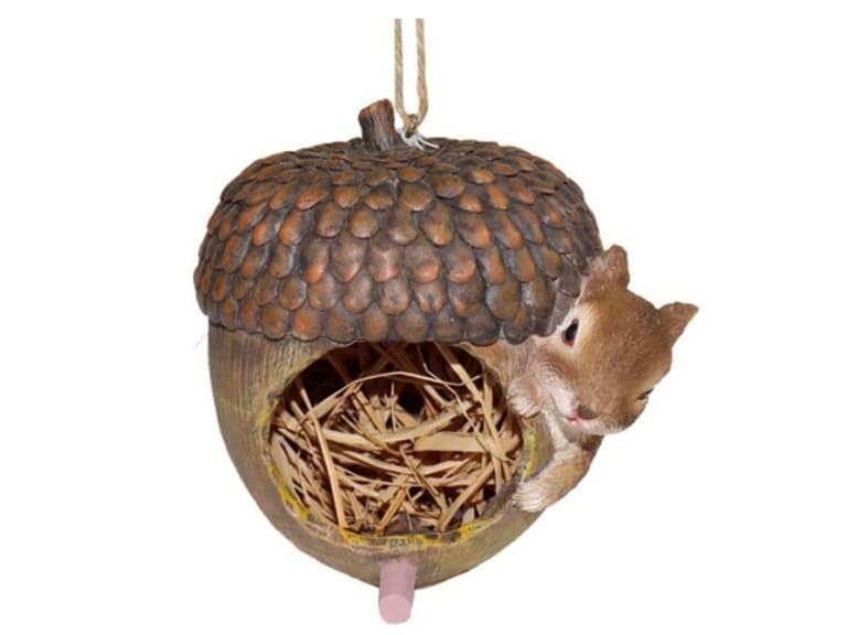 5" Resin Acorn and Squirrel Bird House - Image 1