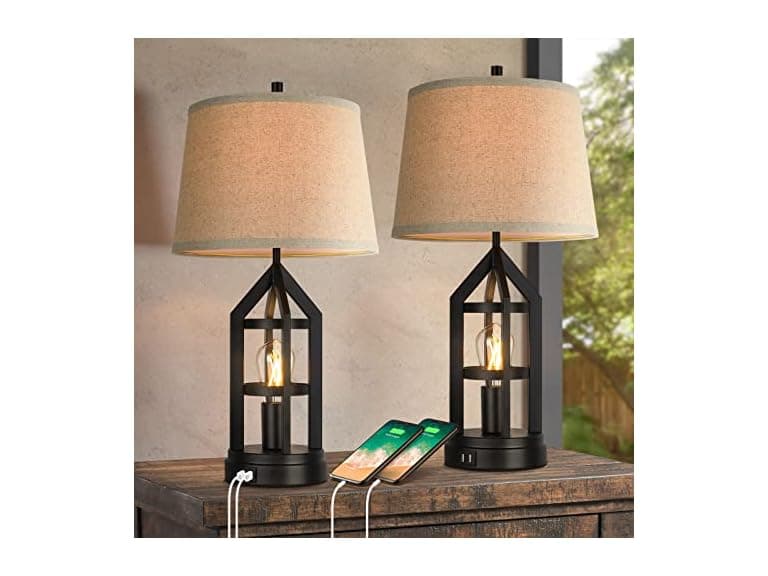 BesLowe Dimmable Table Lamps w/USB Ports - Image 1