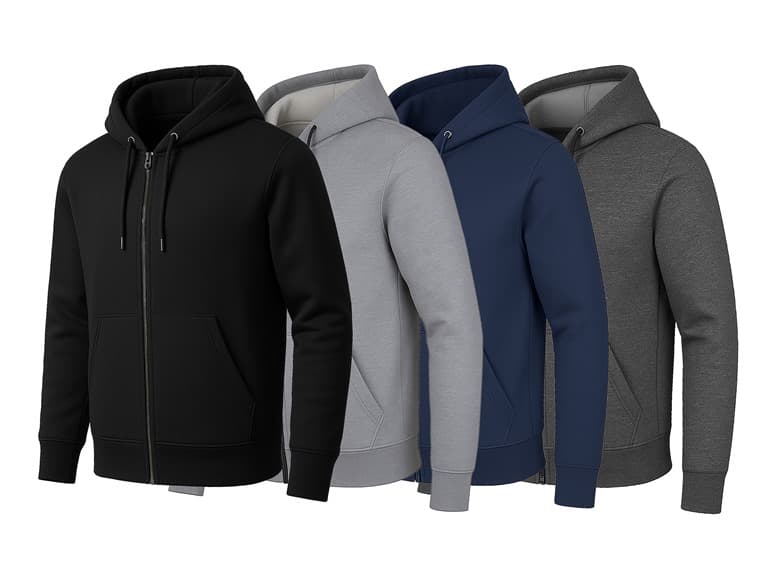 3Pk Mens Heavyweight Fleece-Lined Tech Zip Hoodie - Image 1