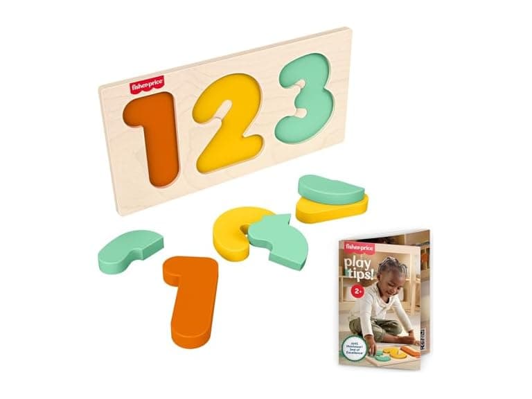 Fisher-Price Wood Montessori Toy 1-2-3 Puzzle - Image 1