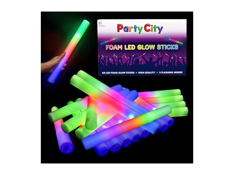 Party City 48pk LED Foam Glow Sticks 14” - Image 1
