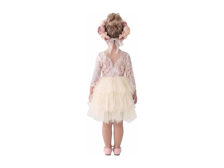 2Bunnies (3T) Girl Peony Lace Back A-Line Dress - Image 1