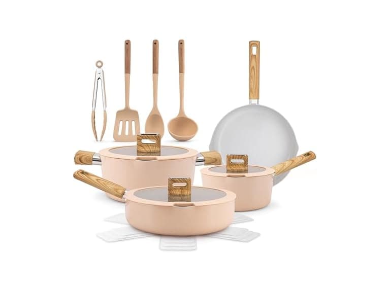 NutriChef 14-Piece Non-Stick Ceramic Cookware Set  (Open Box) - Image 1