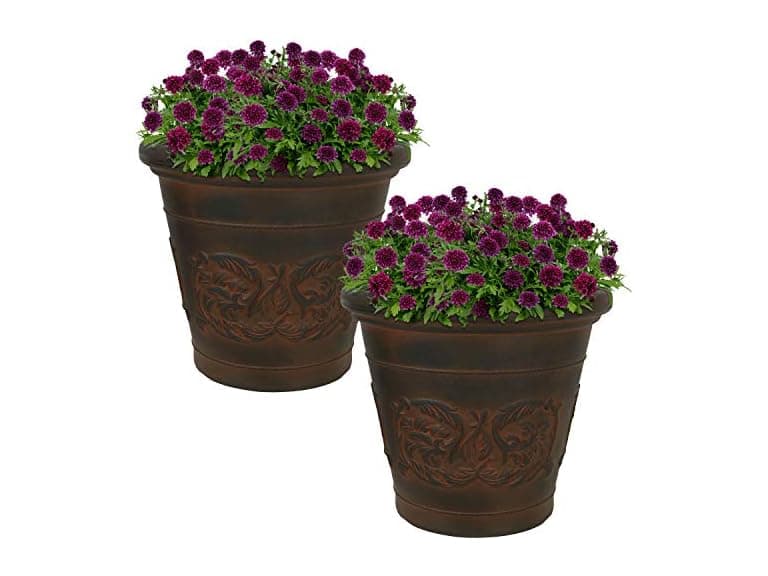 Sunnydaze 16-Inch Arabella Large Plastic Pot 2-Pack - Image 1