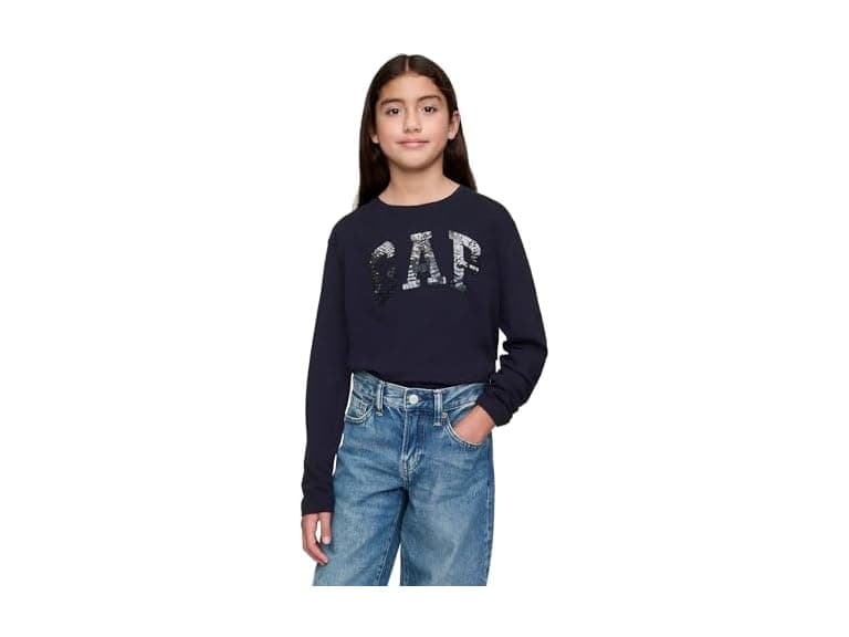 GAP Girls Sequin Logo Long Sleeve Tee - Image 1