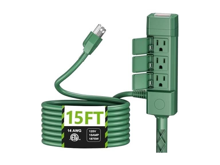 BN-LINK 15ft Outdoor Extension Cord 14/3 SJTW  Waterproof with Power Stake - Image 1