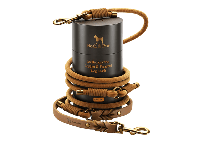 NOAH & PAW Leather Paracord Dog Leash - Image 1