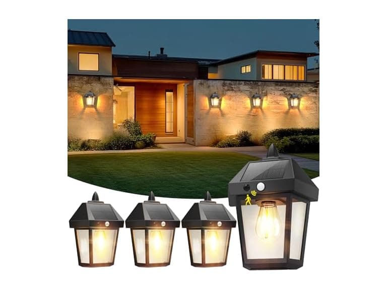4 Pack Motion Sensor Wall Lanterns - Image 1