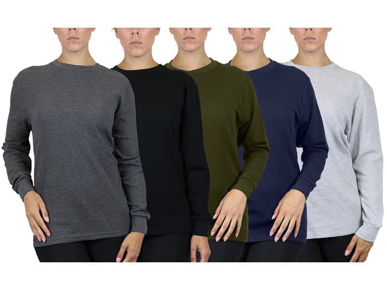 4Pk Womens Waffle-Knit Thermal Shirts - Image 1