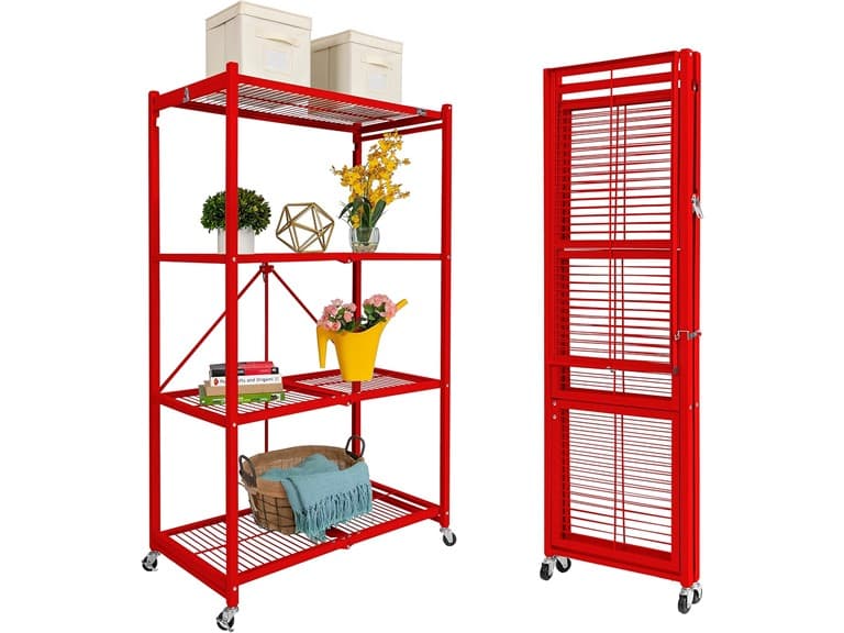 Origami R5 4-Shelf HD Folding Storage Rack, Red - Image 1