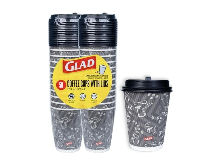 Glad Disposable Coffee Cups with Lids, 12 Oz  - Image 1