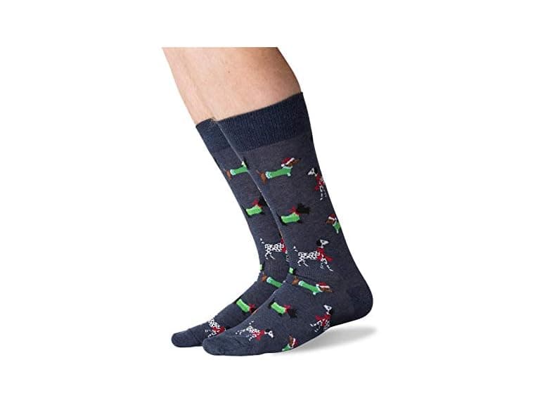 Hot Sox Mens Christmas Dogs Socks, Denim Heat - Image 1