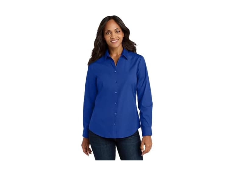 Port Authority Women (L) Long Sleeve Poplin Shirt - Image 1
