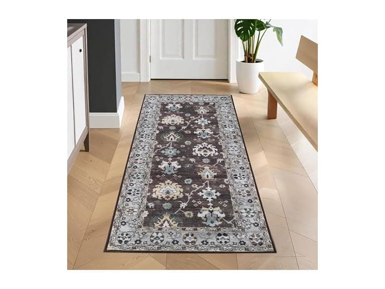 Superior 2'7"x6' Floral Geometric Border Indoor Area Rug - Image 1