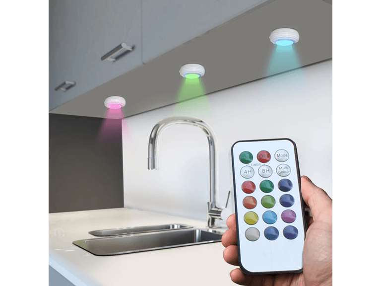 Aduro 3Pk Color Changing Wireless Lights w/ Remote - Image 1