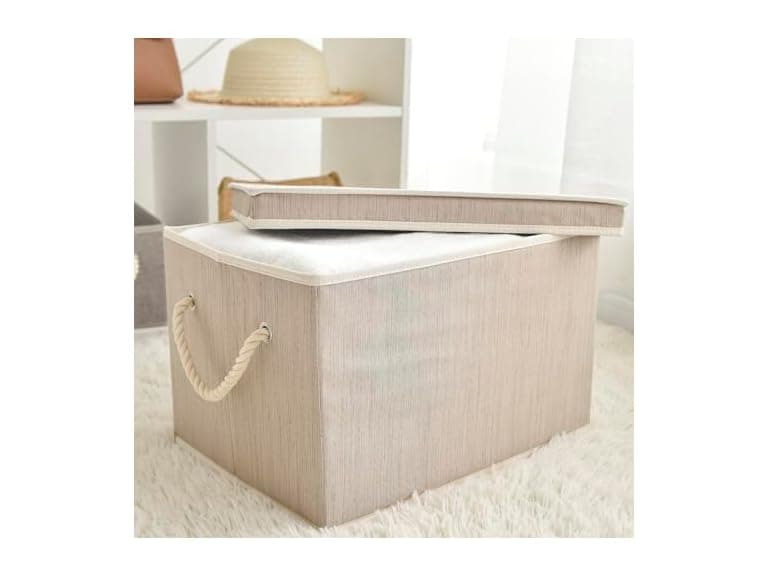 Suptinwear Large Storage Baskets with Lid for Shelves Clay - Image 1
