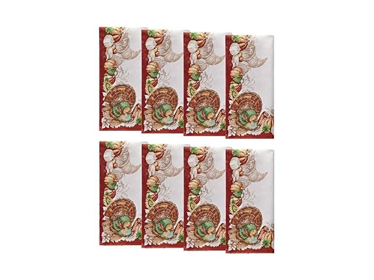 Elrene Home Fashions Holiday Turkey Bordered Fall Napkins - Image 1